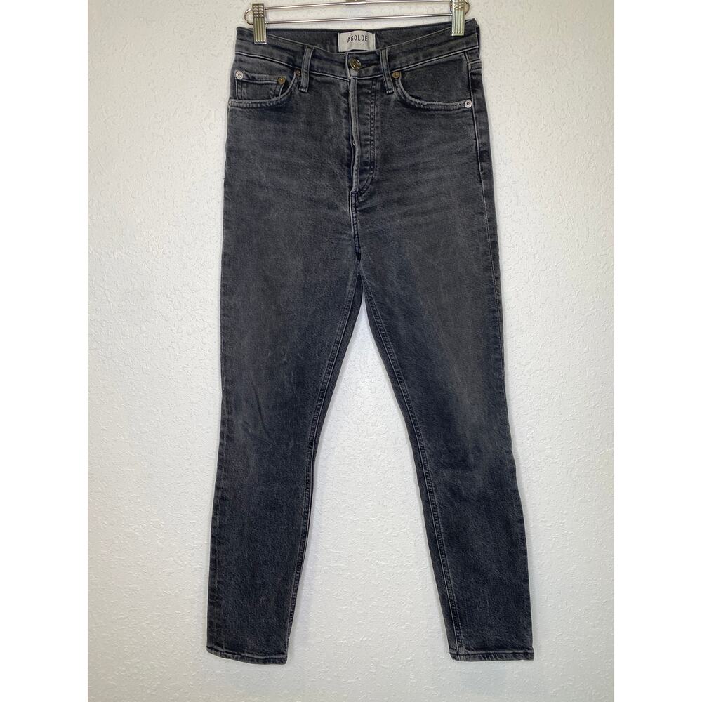 AGOLDE Gray Nico Denim Ankle Jeans Button Fly Slim Straight Leg EUC Sz 24 Cotton